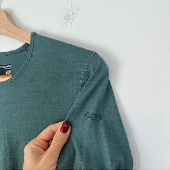 Icebreaker Merino 200 Base Layer Long Sleeve Top in Green Size - Picture 4 of 7